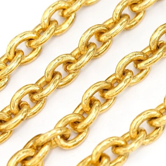 CHANEL CC Logo Round Pendant Necklace 32" Gold Tone 94P Auth w/Box #20240-3 - Picture 6 of 9